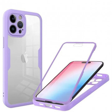 Husa Techsuit pentru Iphone 15 Pro max 360 Protectie fata+ spate, Purple - Img 1