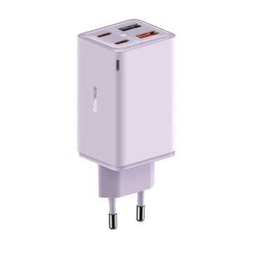 Incarcator de perete Baseus GaN (P10162701533-00) - 2x USB, 2x Type-C, 65W, cu cablu de tip C la Tip-C - violet - Img 1