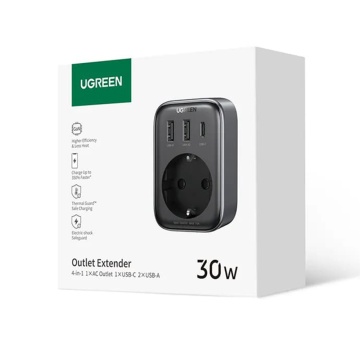 Incarcator priza Shuko, USB, Type-C la US Ugreen, 30W, 15289, Negru - Img 7