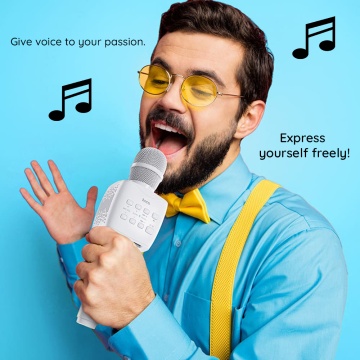 Microfon portabil wireless karaoke Hoco BK5, 5W - Albastru - Img 5