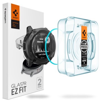 [Pachet 2x] Folie Garmin Instinct 2X Solar Spigen Glas.tR EZ Fit - Transparent - Img 1