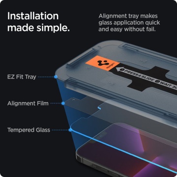 [Pachet 2x] Folie iPhone 14 Spigen Glas.tR EZ Fit, AGL03385 - Img 6
