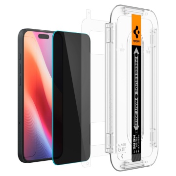 [Pachet 2x] Folie iPhone 15 Spigen Glas.tR EZ Fit - Privacy - Img 4