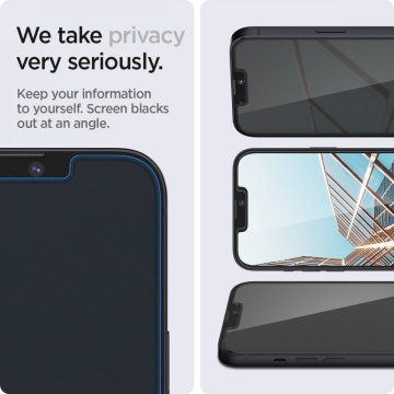 [Pachet 2x] Folie privacy iPhone 13 Pro Max Spigen Glas.tR EZ Fit, Clear - Img 6