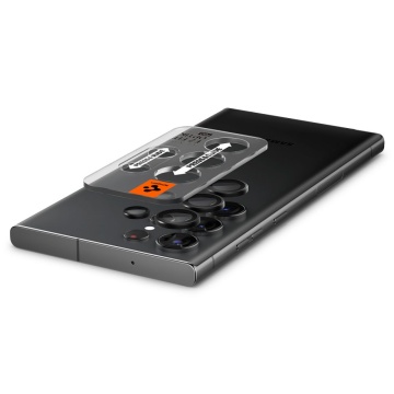 [Pachet 2x] Folie sticla camera Samsung Galaxy S23 Ultra Spigen Glas.tR Optik Pro EZ FIT, Black - Img 5