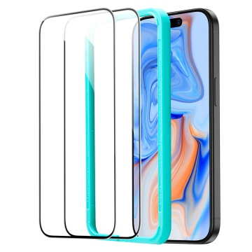 Pachet 2x] Folie sticla iPhone 15 Plus ESR Tempered Glass, Negru - Img 6