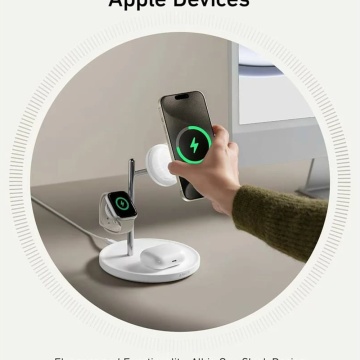 Stație de încărcare MagGo (B25M3321) - Qi2, pentru Apple, 15 W, cu încărcător USB-C și cablu tip C, 40 W Anker - alb - Img 2
