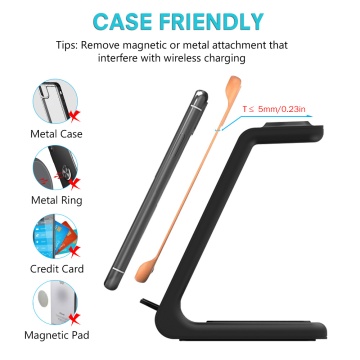 Statie incarcare wireless Phone / AirPods /Galaxy Watch, cablu Type C (10W) Techsuit T3, Negru - Img 2