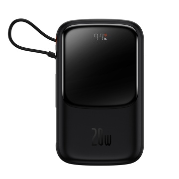 Acumulator Extern 2x Lightning, Type-C, USB, 20W, 10000mAh + Cablu Type-C, 3A - Baseus Qpow Pro (PPQD020001) - Black - Img 1
