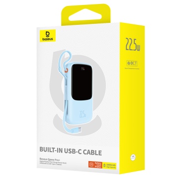 Acumulator Extern Lightning, 2x Type-C, USB, 22.5W, 10000mAh + Cablu Type-C - Baseus Qpow Pro+ (P10067101313-00) - Blue - Img 7