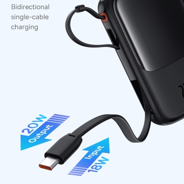 Acumulator Extern Lightning, 2x Type-C, USB, 22.5W, 10000mAh + Cablu Type-C - Baseus Qpow Pro+ (P10067101113-00) - Black - Img 3