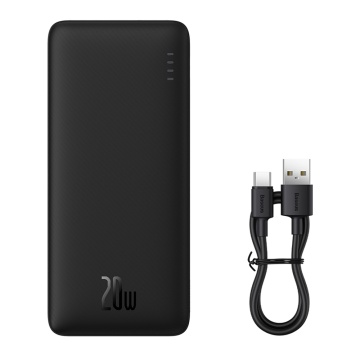 Acumulator Extern USB, Type-C, Micro-USB, 20W, 10000mAh + Cablu Type-C - Baseus Airpow (PPQD090001) - Black - Img 1