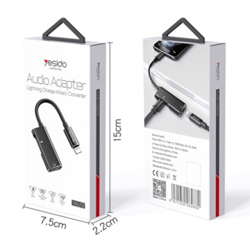 Adaptor audio DAC iPhone, Lightning la 2x Lightning Yesido YAU12 - Negru - Img 7