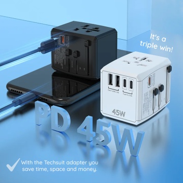 Adaptor priza universal PD45W, 2xUSB, 3xType-C Techsuit, HHT905 - Negru - Img 7
