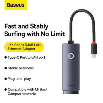 Adaptor RJ45 LAN Ethernet la USB 100Mbps, Baseus, WKQX000013 - Gri - Img 5