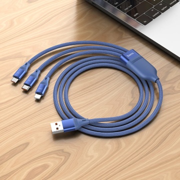Cablu 3in1 Super Fast Charging Huawei 66W Hoco U104, albastru - Img 4