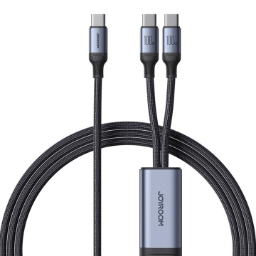 Cablu 3xtip C Fast Charge JoyRoom, 100W, 1.5m, negru, SA21-1T2 - Img 1