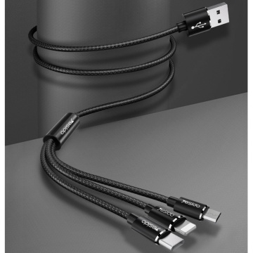 Cablu de date Lightning, Type-C, Micro-USB Yesido CA60, 3A, 1.2m, negru - Img 6