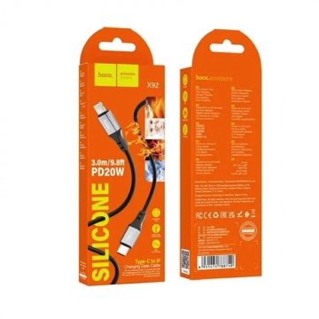 Cablu de date Type-C la Lightning, 20W, 3m Hoco X92, negru - Img 6