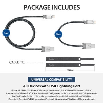 Cablu de date USB la Ligntning 20cm, Ringke Smart Fish, Gri - Img 4