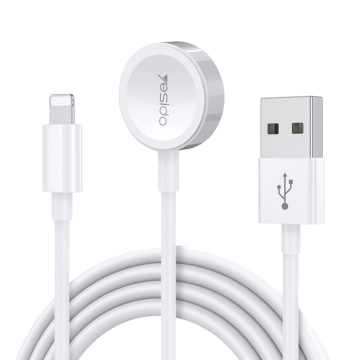 Cablu incarcare Apple Watch wireless, Lightning iPhone Yesido CA70, alb - Img 1