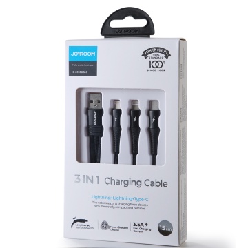Cablu iPhone, 2xtip C JoyRoom, 3.5A, 0.15m, negru, S-01530G10 - Img 6