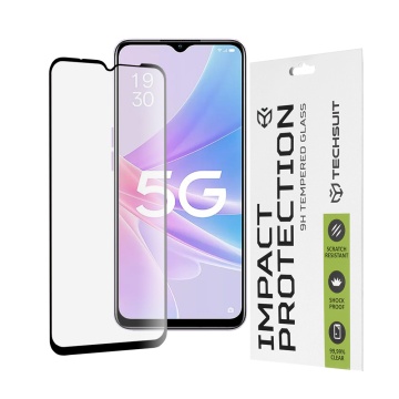 Folie pentru Oppo A58 5G / A78 5G Techsuit 111D Full Cover / Full Glue Glass / 3D Curved Screen - Black - Img 1