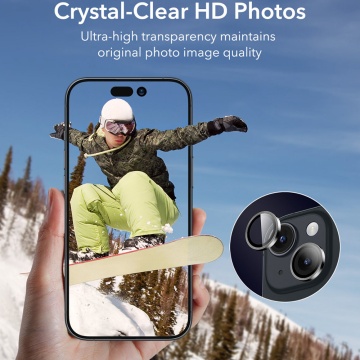 Folie sticla camera iPhone 15 ESR Armorite Camera Lens Protectors, Negru - Img 5