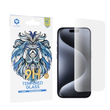 Folie sticla iPhone 15 Pro Lito 9H Tempered Glass, transparenta - Img 1
