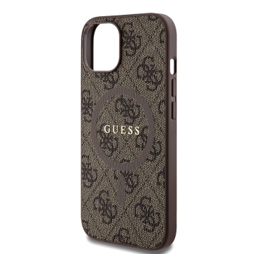 Husa Guess iPhone 14 Plus 4G Collection Leather MagSafe, GUHMP15MG4GFRW - Maro - Img 7
