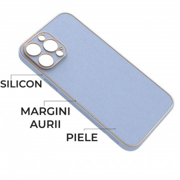 Husa Iphone 12 Pro Max din piele ecologica Albastra - Img 2