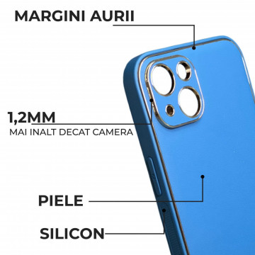 Husa Iphone 14 din piele ecologica Navy Blue - Img 3