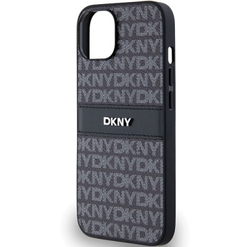 Husa iPhone 15 - DKNY Leather Mono Stripe & Metal Logo (DKHCP14SPRTHSLK) - Black - Img 4
