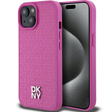 Husa iPhone 15 - DKNY Leather Pattern Metal Logo MagSafe (DKHMP15SPSHRPSP) - Pink - Img 1