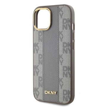 Husa iPhone 15 Plus - DKNY Leather Checkered Mono Pattern MagSafe (DKHMP15MPCPVSLE) - Beige - Img 4
