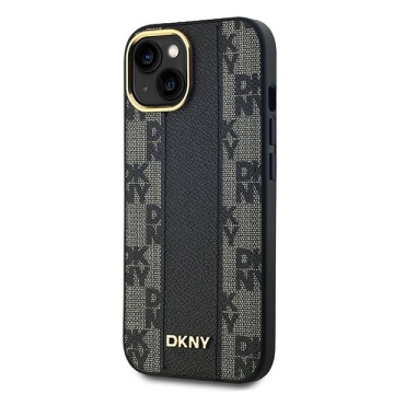 Husa iPhone 15 Plus - DKNY Leather Checkered Mono Pattern MagSafe (DKHMP15MPCPVSLK) - Black - Img 3