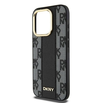 Husa iPhone 15 Pro - DKNY Leather Checkered Mono Pattern MagSafe (DKHMP15LPCPVSLK) - Black - Img 3