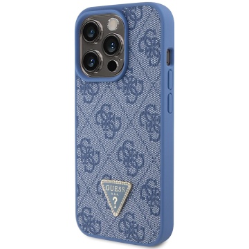 Husa iPhone 15 Pro Guess Leather 4G Triangle Strass GUHCP15LP4TDPB- Albastru - Img 5