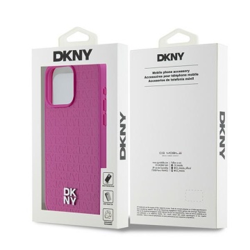 Husa iPhone 15 Pro Max - DKNY Leather Monogram Pattern Metal Logo MagSafe (DKHMP15XPSHRPSP) - Pink - Img 7