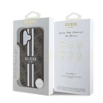 Husa iPhone 16 Plus Guess Hardcase 4G Printed Stripes MagSafe - Maro - Img 5