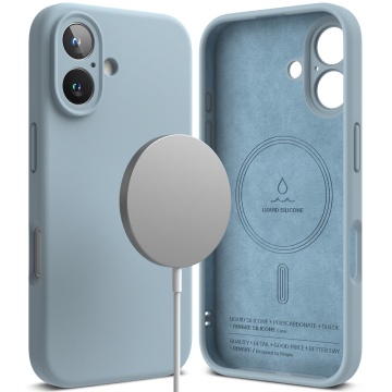 Husa iPhone 16 Plus Ringke Silicone Magnetic MagSafe - Albastru - Img 1