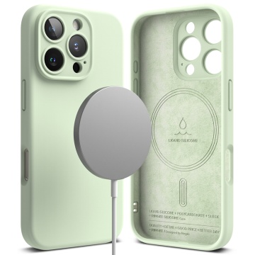 Husa iPhone 16 Pro Max Ringke Silicone Magnetic MagSafe - Verde Menta - Img 1