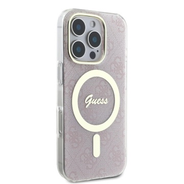 Husa iPhone 16 Pro originala Guess IML 4G MagSafe, GUHMP16LH4STP- Roz - Img 7