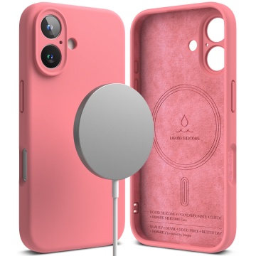 Husa iPhone 16 Ringke Silicone Magnetic MagSafe - Roz - Img 1
