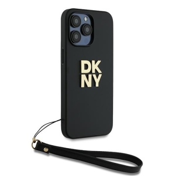 Husa pentru iPhone 15 Pro - DKNY Hardcase Wrist Strap Stock Logo (DKHCP15LPBSWSK) - Black - Img 3