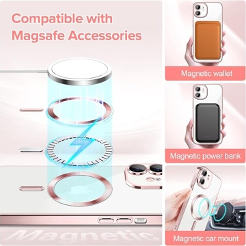 Husa premium iPhone 12 Techsuit Luxury Crystal MagSafe - Roz - Img 3