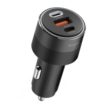 Incarcator auto USB, 2x Type-C Ringke, PD30W, QC3.0, negru - Img 1