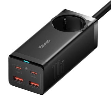 Incarcator de perete/Backstrip Baseus(PSZM000401) - GaN3 Pro, 2xUSB, 2xUSB-C, AC, 100W - Negru - Img 4