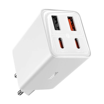 Incarcator de perete Baseus GaN (P10162701213-00) - 2x USB, 2x Type-C, 65W + tip C la Tip-C - alb - Img 7