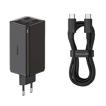 Incarcator de perete Baseus GaN6 Pro (P10162705112-00) - 2x USB, 2x Type-C, 100W, cu cablu Tip-C, 100W, 20V, 5A, 1m - Negru - Img 1